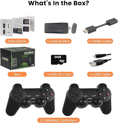 Miniatura 6 de Consola de juegos retro inalámbrica Retro Game Stick incorporada más de 20000 juegos clásicos 4K salida HDMI Plug and Play Videojuegos para TV, con