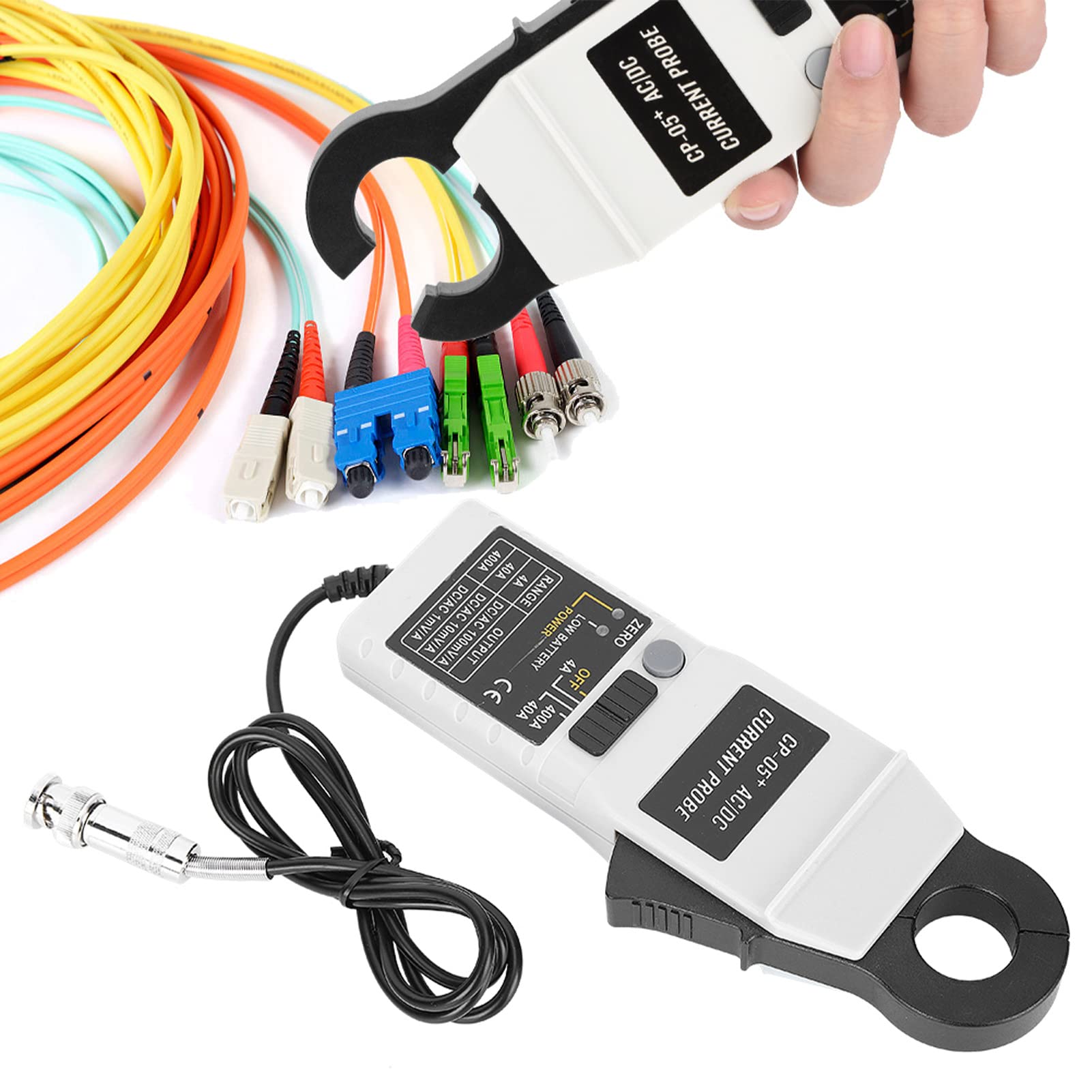 Tyenaza Pinza amperimétrica Digital, Pinza amperimétrica Digital Probador de Corriente, OWON CP-05+ Pinza amperimétrica AC/DC Sonda de Corriente 200KHz 400A para osciloscopio