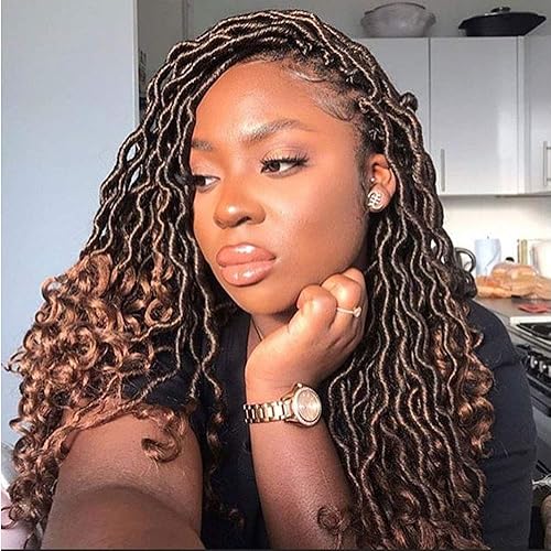 MOBOK 6 unidadeslote Goddess Locs Crochet Hair para mujeres negras 14 pulgadas Ombre 1b30 pre-enlazadas pelo sintético trenzado de ganchillo suave