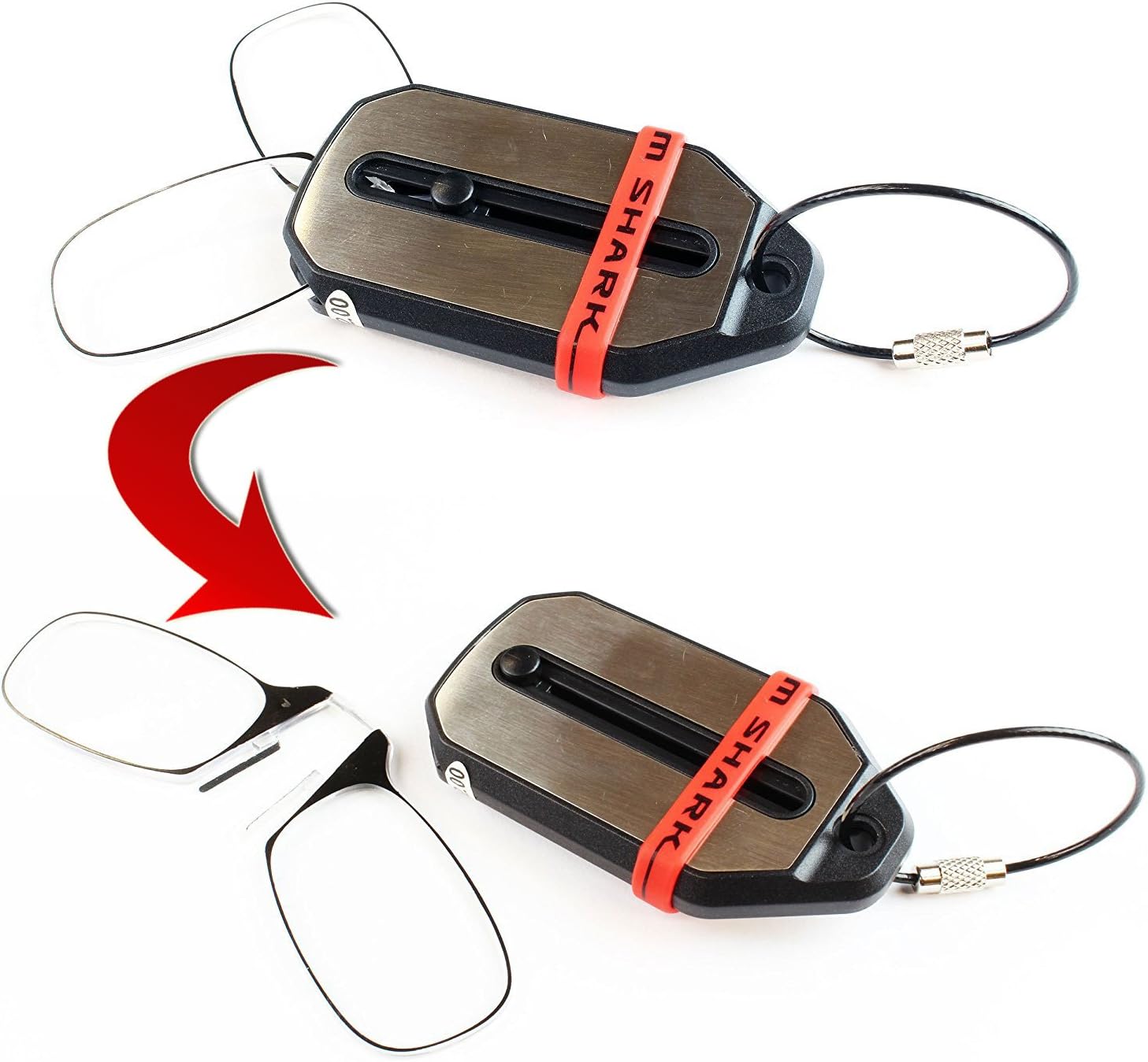 Unisex - Keyring Reading Glasses - Fold-up Glasses - Keychain Glasses - various strengths - Nose Resting Pocket Presbyopic Hypermetropic (+2.5) (2.5 diopters)