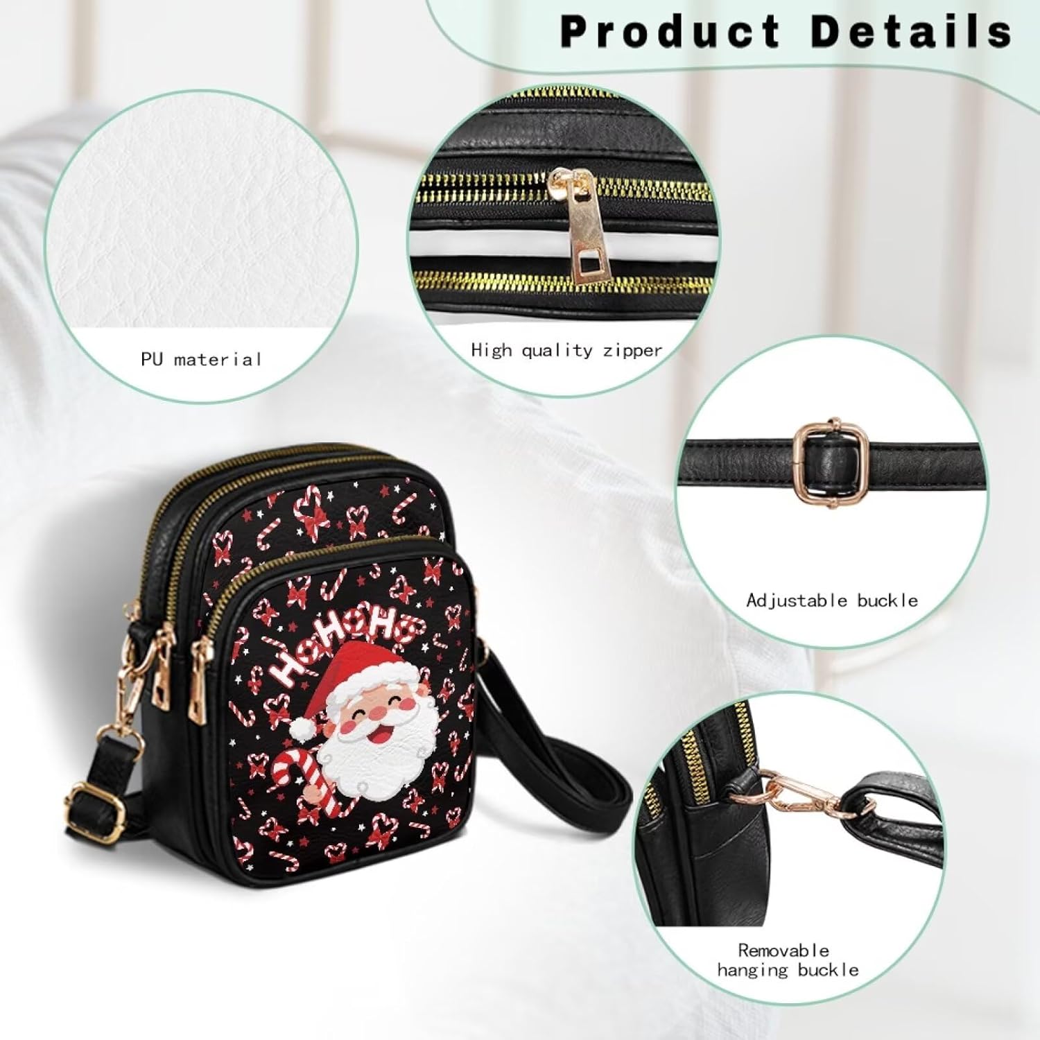 GIFTPUZZ Crossbody Leather Bags for Women Medium Soft with 3 Pockets Adjustable Strap and Internal Zipper Pocket