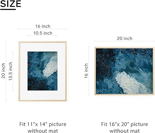 Miniatura 10 de Portarretratos de 5 x 7 pulgadas, juego de 2, paspartú con marcos de fotos de 4 x 6 pulgadas, acabado de madera de roble y frente de plexiglás para