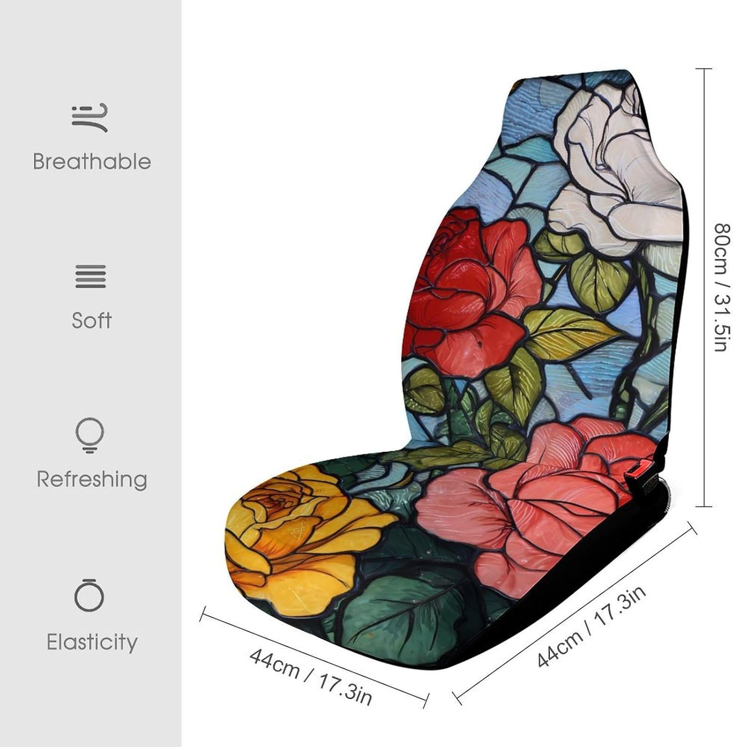 Stained Glass Roses Flowers Car Seat Protector Front Seats Universal Fit Automotive Accessories