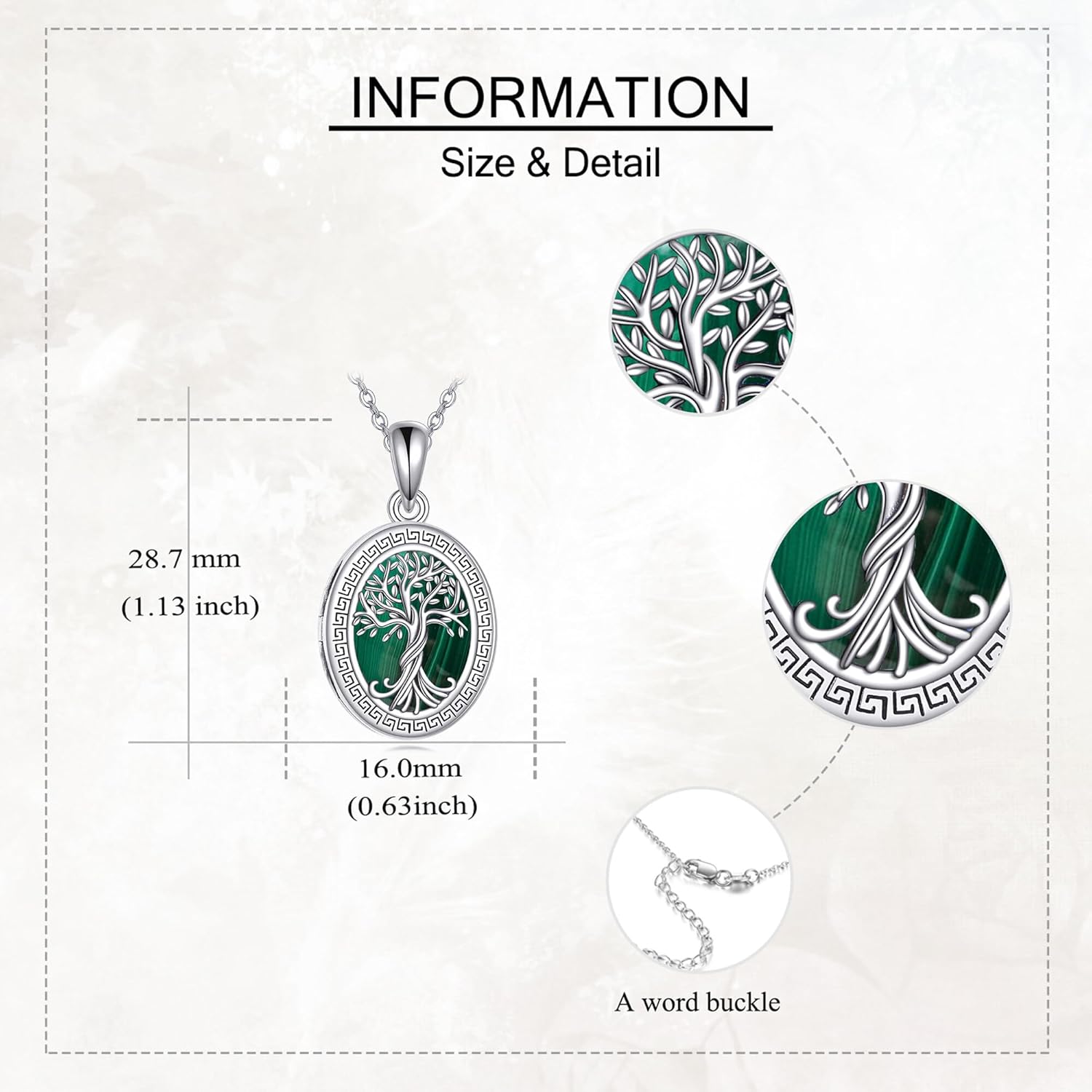 URONE Locket Necklace for Women 925 Sterling Silver Tree of Life Photo Pendant Necklace That Holds Pictures Jewelry