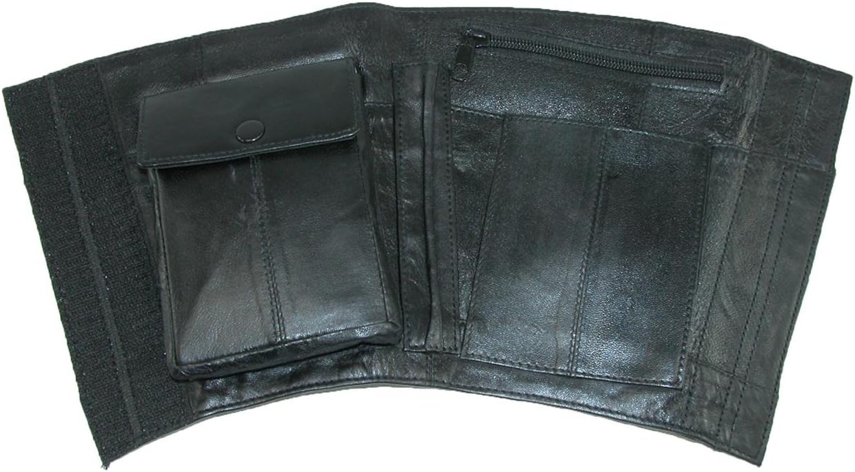 CTM Leather Travel Security Ankle Wallet, Black