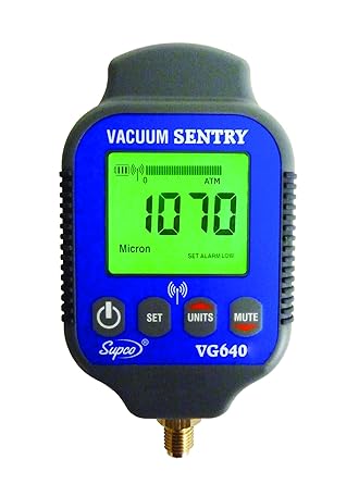 Supco VG640 Vacuum Sentry With Local Alarm, LCD Display, 0-19000 microns Range, 10% Accuracy, 1/4