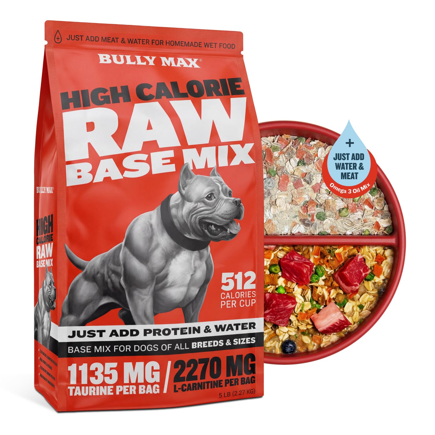 Bully Max High Calorie Dehydrated Raw Base Mix Dog Food, Add Water &amp; Meat