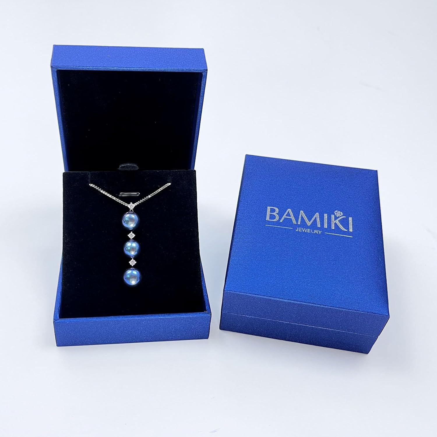 Black/White/Gold/Grey Pearl Necklace for Women, Sterling Silver Pendant Necklace, Handpicked Genuine Saltwater Cultured Pearls, Womens Chain 18+2 Inch Adjustable, Jewelry Gifts for Mother Wife