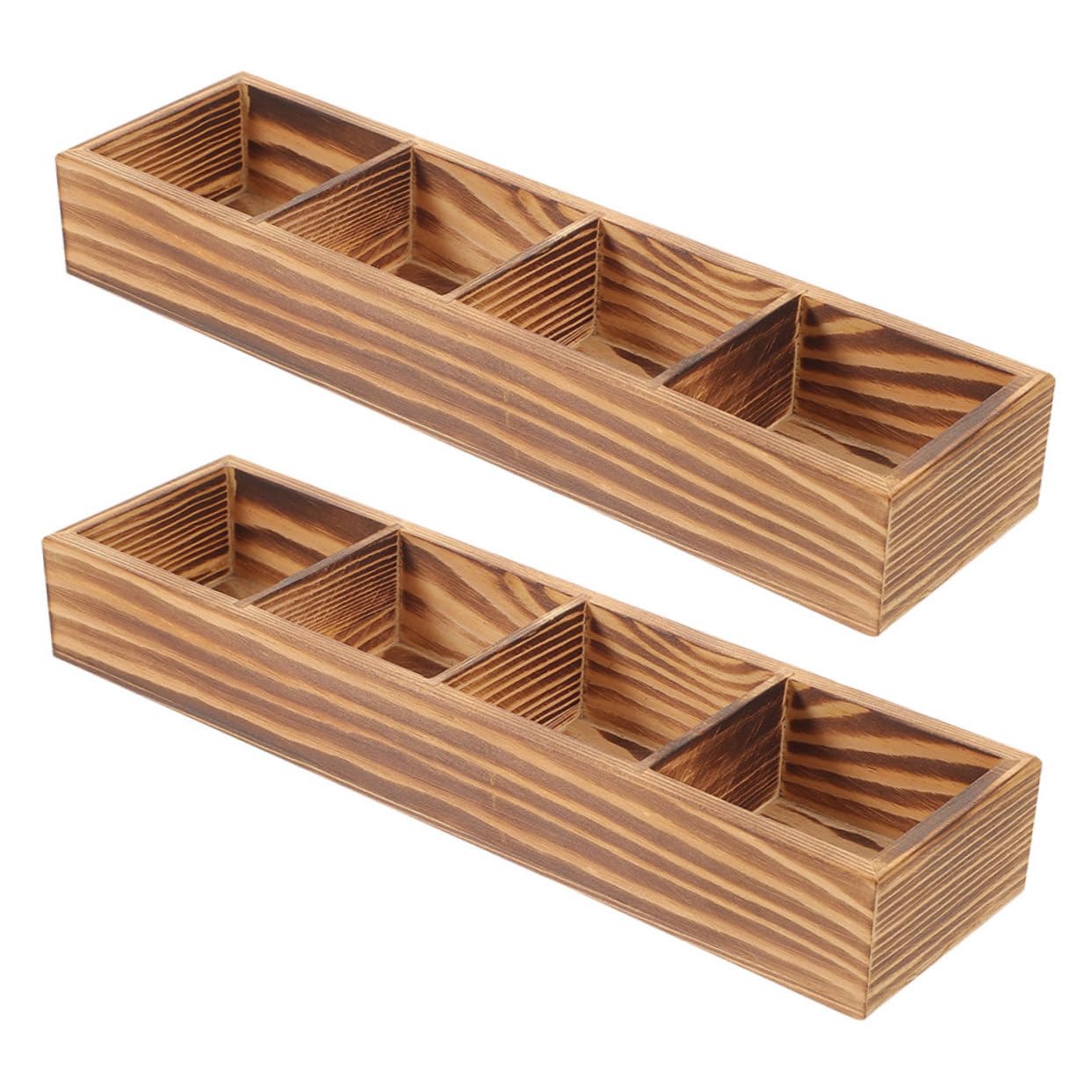 IMIKEYA 2Pcs Vintage Multi Compartment Storage Box for Tea Bags Sugar Bags Rustic Desktop Organizer with Open Design for Home Restaurant Use