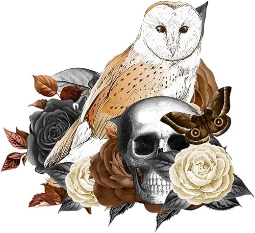 Miniatura 7 de Calcomanías de pared con diseño de búho de Halloween, diseño de esqueleto, flores, vintage, espeluznante, espeluznante, pájaros, espejos,