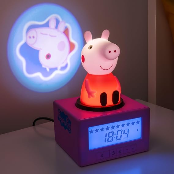 Paladone Peppa Pig Sleep Training Alarm Clock - Officially Licensed, Kids Projection Bedroom Night Light