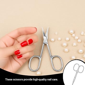 2pcs Nail Scissors, Professional Stainless Steel Curved Cuticle Sharp Dead Skin Scissors Manicure Pointed Beauty for Trimming Eyebrows, Nose Hair and Dead Skin,Sharp Grooming Tool