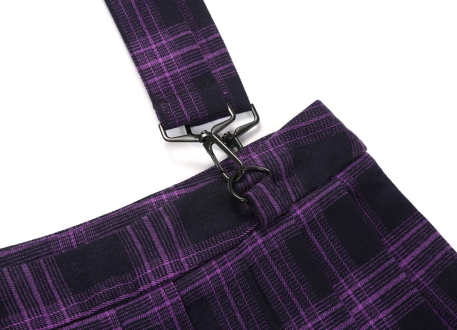 chouyatou Women's Cool Sweet A-Line Decorative Strap Plaid Pleated Mini Skirt: XX-Large Purple