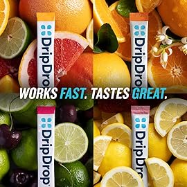 DripDrop Sugar Free Hydration Packets - Zero Citrus Variety Pack - Single Serve Electrolytes Powder Drink Mix - Cherry Limeade, Citrus, Orange, Strawberry Lemonade - Non-GMO, Gluten Free - 16 Sticks