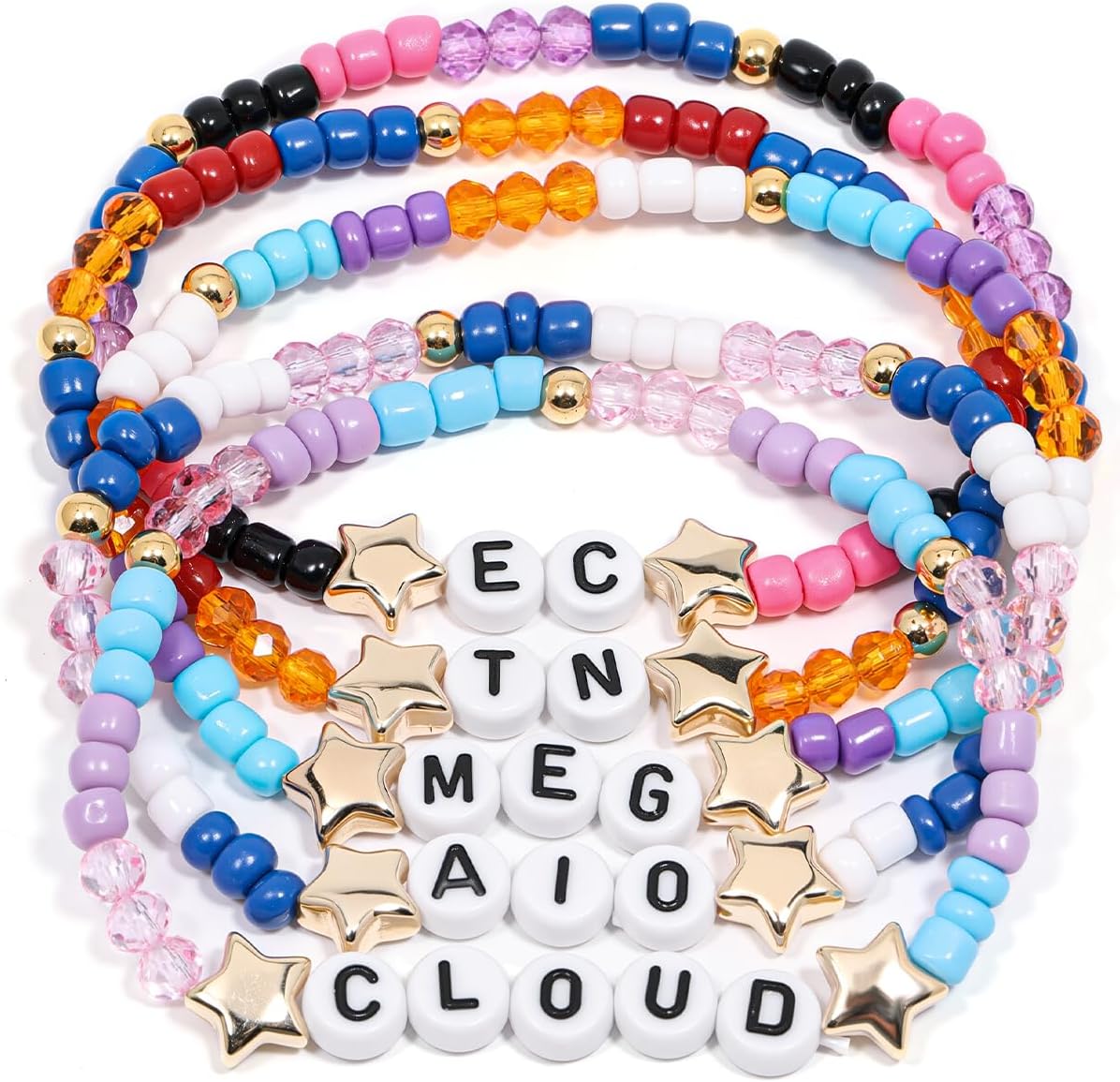 AICase for Megan Merch Moroney Gifts Toys Inspired Bracelets 5 Pcs Stackable Stretch Beaded Friendship Bracelets Figures Collection Costume Cosplay Merchandise Gifts for Fans Women Birthday Christmas