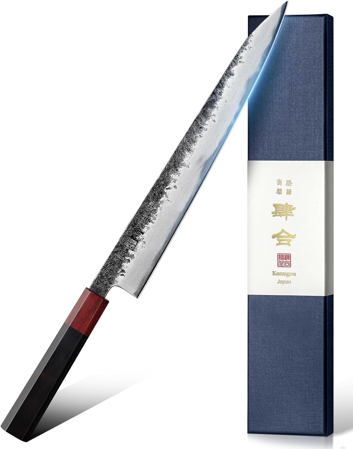 Sushi Knife 27cm Japanese Carving Knife, AUS-8 Steel Sujihiki Sashimi Knives for Fish Filleting and Meat Slicing, Double Edge Yanagiba Knives with Premium Gift Box