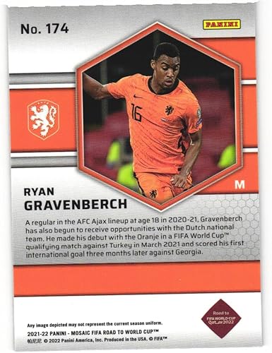 Miniatura 2 de RYAN GRAVENBERCH 2021-22 Panini Mosaic Road to FIFA World Cup Qatar 2022#174 Soccer Card Netherlands Bayern Munich