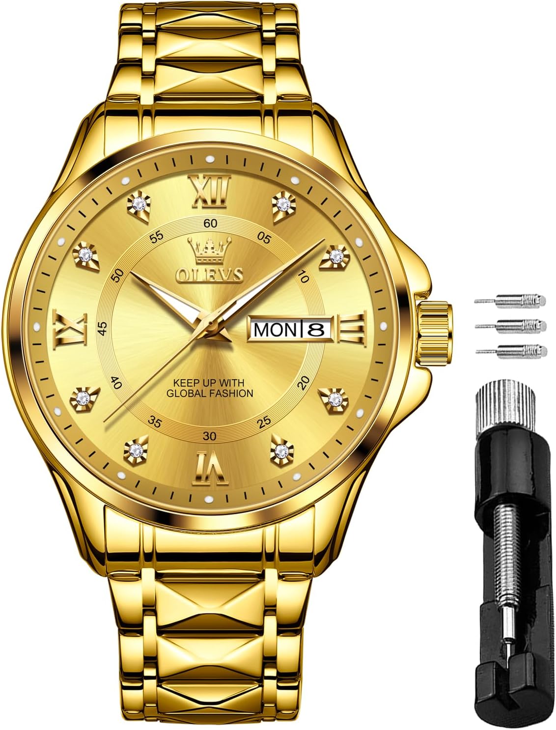 OLEVS Men’s Waterproof Watches Stainless Steel Waterproof