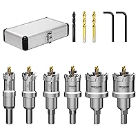 Vista 9 de Mollom 10 piezas (16-53mm) Kit de sierra perforadora de carburo TCT para metal duro, 10 cortadores de agujeros con 5 piezas extra de brocas piloto