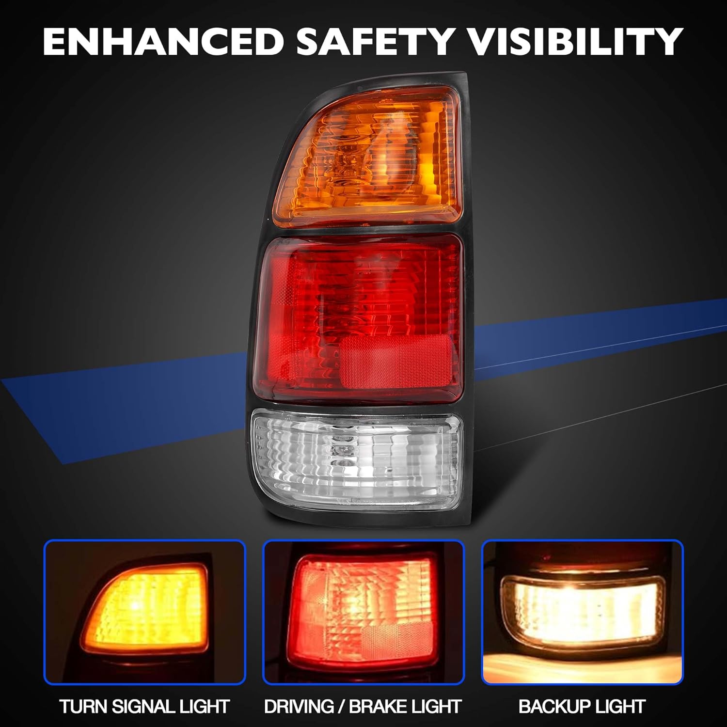 Tail Light Assembly Compatible with Toyota Tundra 2000-2006 Regular & Access Cab, Left Driver Side Rear Lamp Brake Lamps, Replaces 81560-0C010, TO2800129, w/Bulb & Wiring Harness