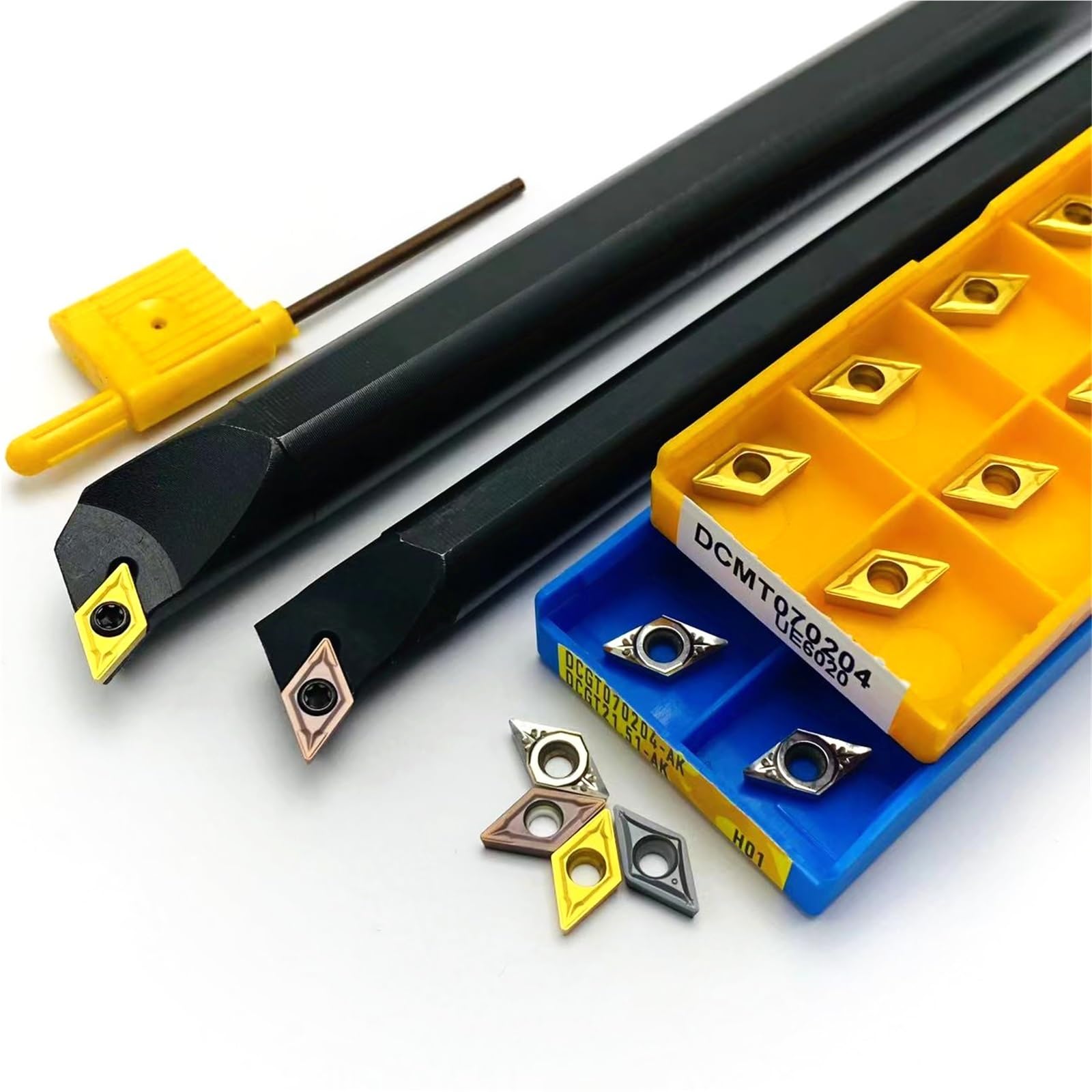 Barre D'alésage S08K S10K S12M S16-SDQCR07 Pour Outil De Tournage À Vis, Utilisée Pour L'outil De Tournage En Carbure DCMT070204 SDQCR07 Plaquettes de Carbure CNC(DCMT070204 AK H01,No tool holder)