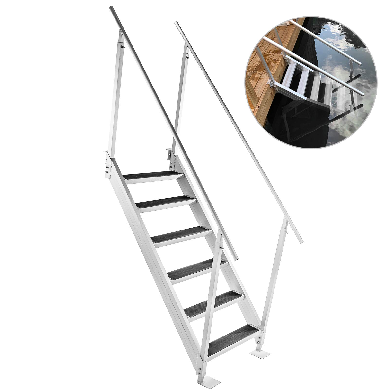 Buy BestEquip Aluminum Dock Ladder 6 Steps, Boat Dock Ladder 22Inch