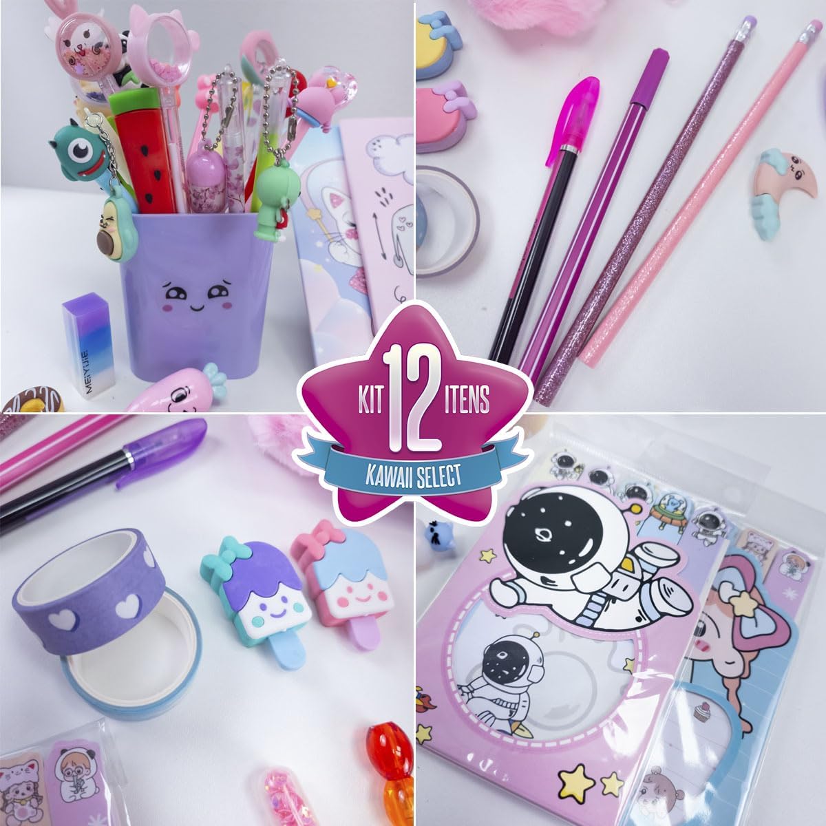 Kit Papelaria Criativa Fofa Caderno, Marca-Textos, Canetas Bichinhos, Com Caixa de Presente Volta às Aulas Material Escolar Fofo Presente Menina Kit Papelaria Criativa Fofa Caderno, Marca-Textos, Canetas Bichinhos, Com Caixa de Presente Volta às Aulas Material Escolar Fofo Presente Menina