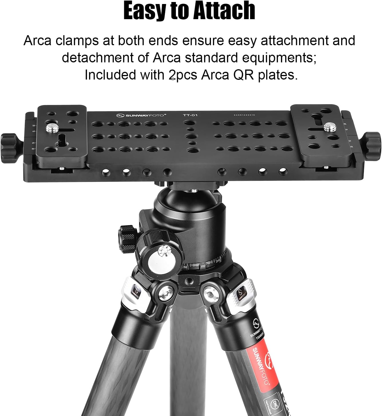 SUNWAYFOTO TT-01 Tripod Tactical Table, Tac-Table, Multi-Purpose Mounting Platform, Integrated Arca Rail, 1/4" and 3/8",Hunter Tripod Plate,11.2''x3.6''(285mmx91mm)