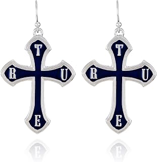 True Religion Enamel Cross Earrings, Blue