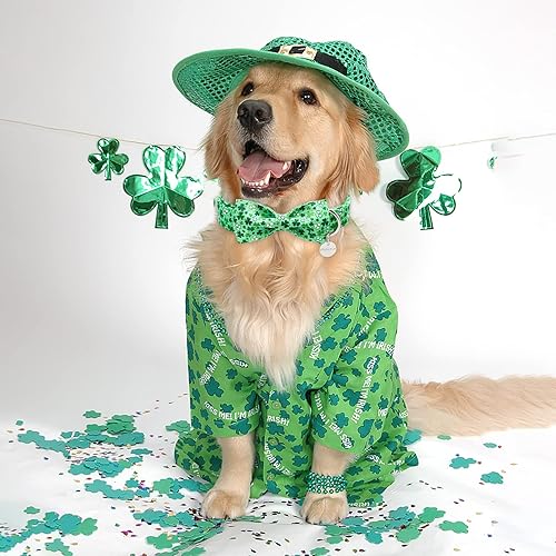 Miniatura 5 de UP URARA PUP Collar para perro del día de San Patricio con pajarita collar de algodón para el día de San Patricio para cachorro niña niño perro o