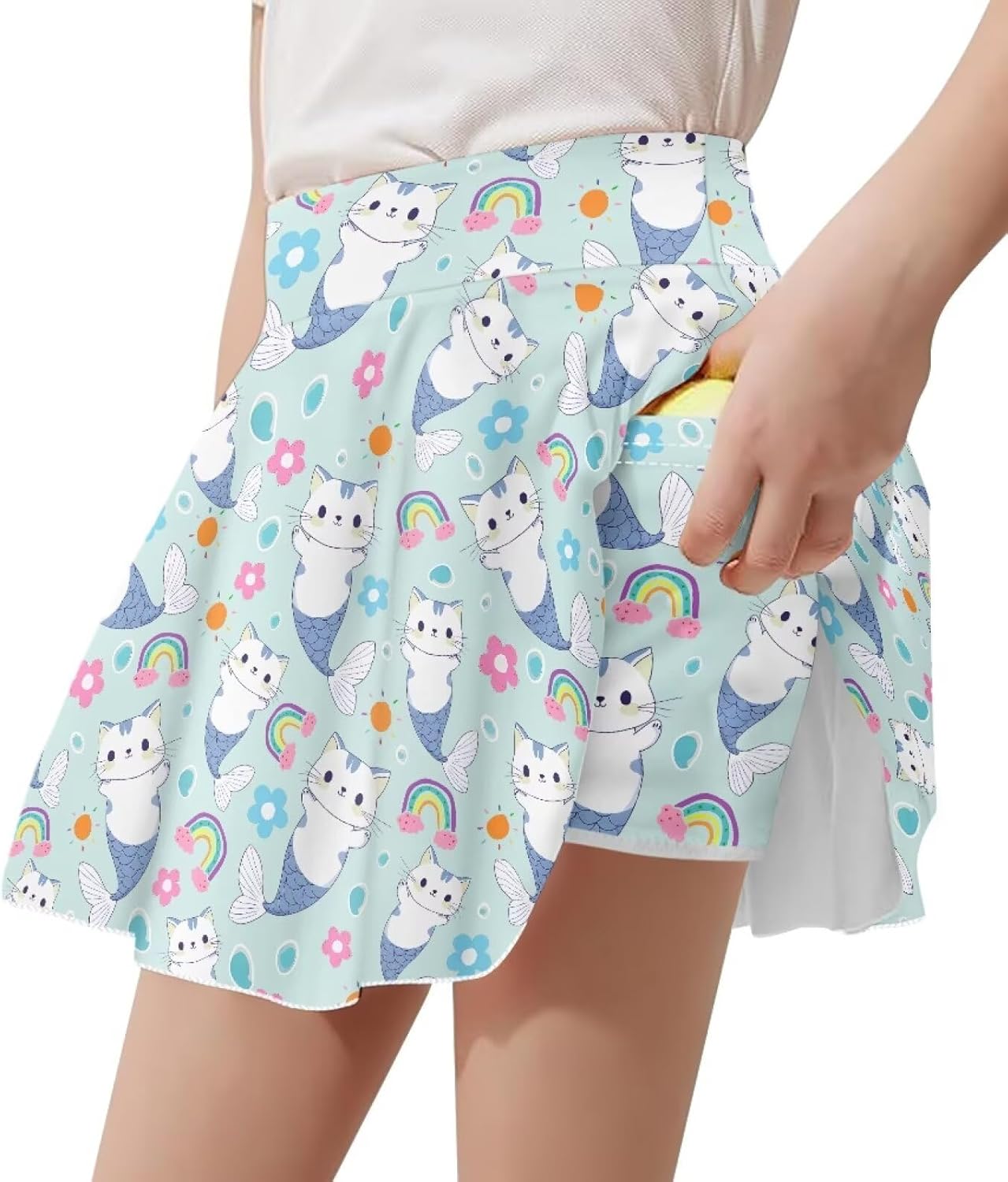 Girls' Sport Skirts Tennis Running Skorts with Built-in Shorts 5-14 Years Old Kids