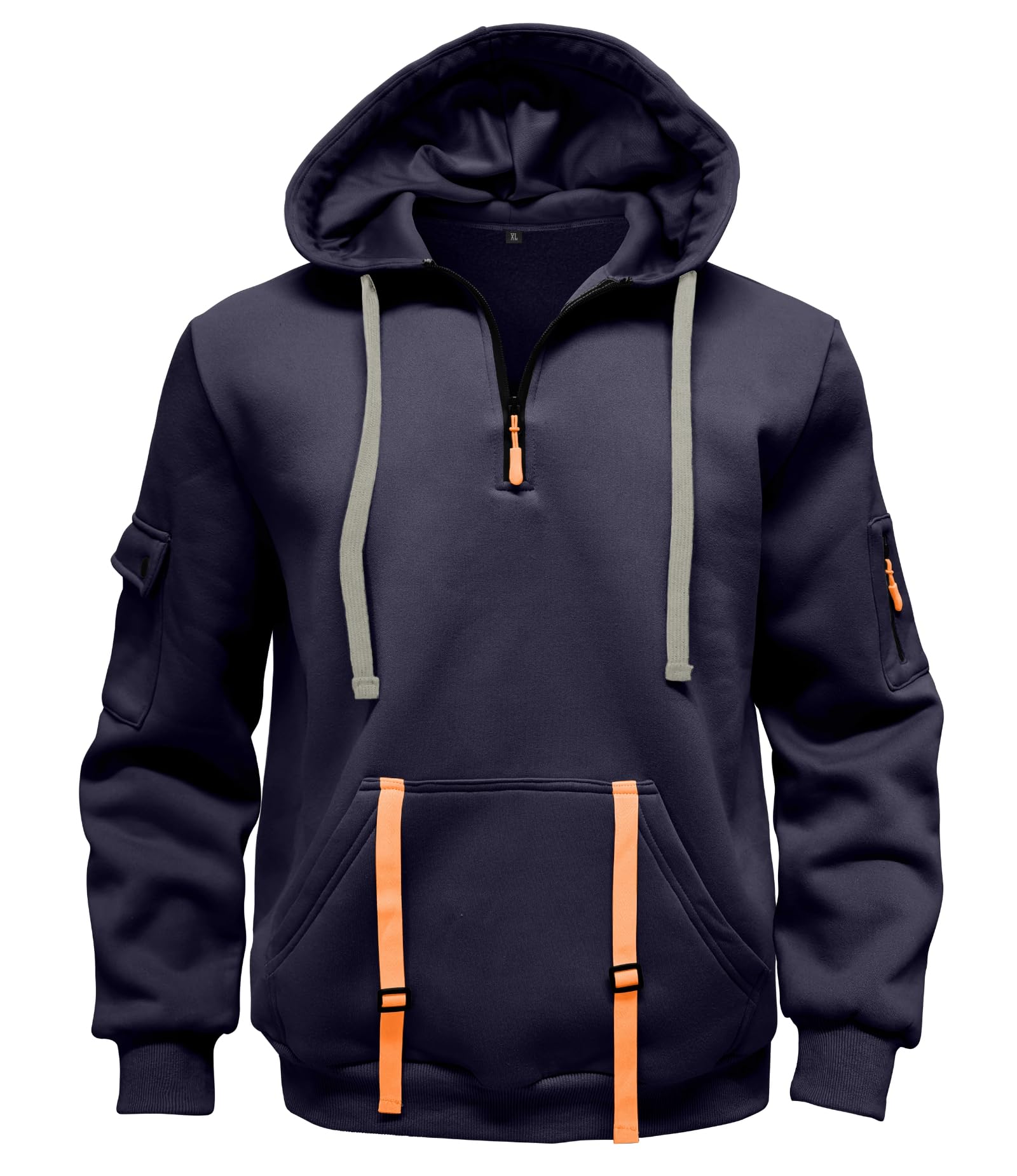 MakingDa Heren 1/4 Zip Pullover Hoodie Rits Pocket Trekkoord