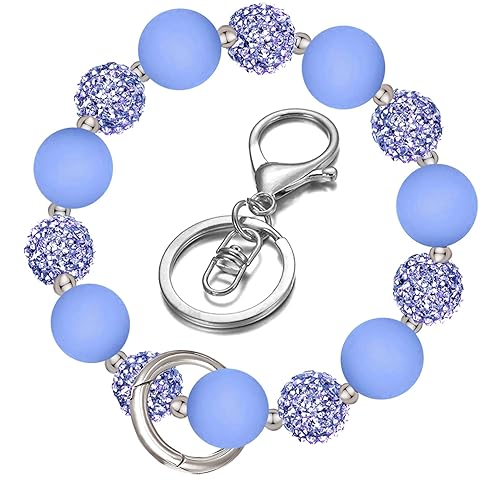 M-Plateau Wristlet Keychain, Silicone Beaded Wrist keychain with Key Ring