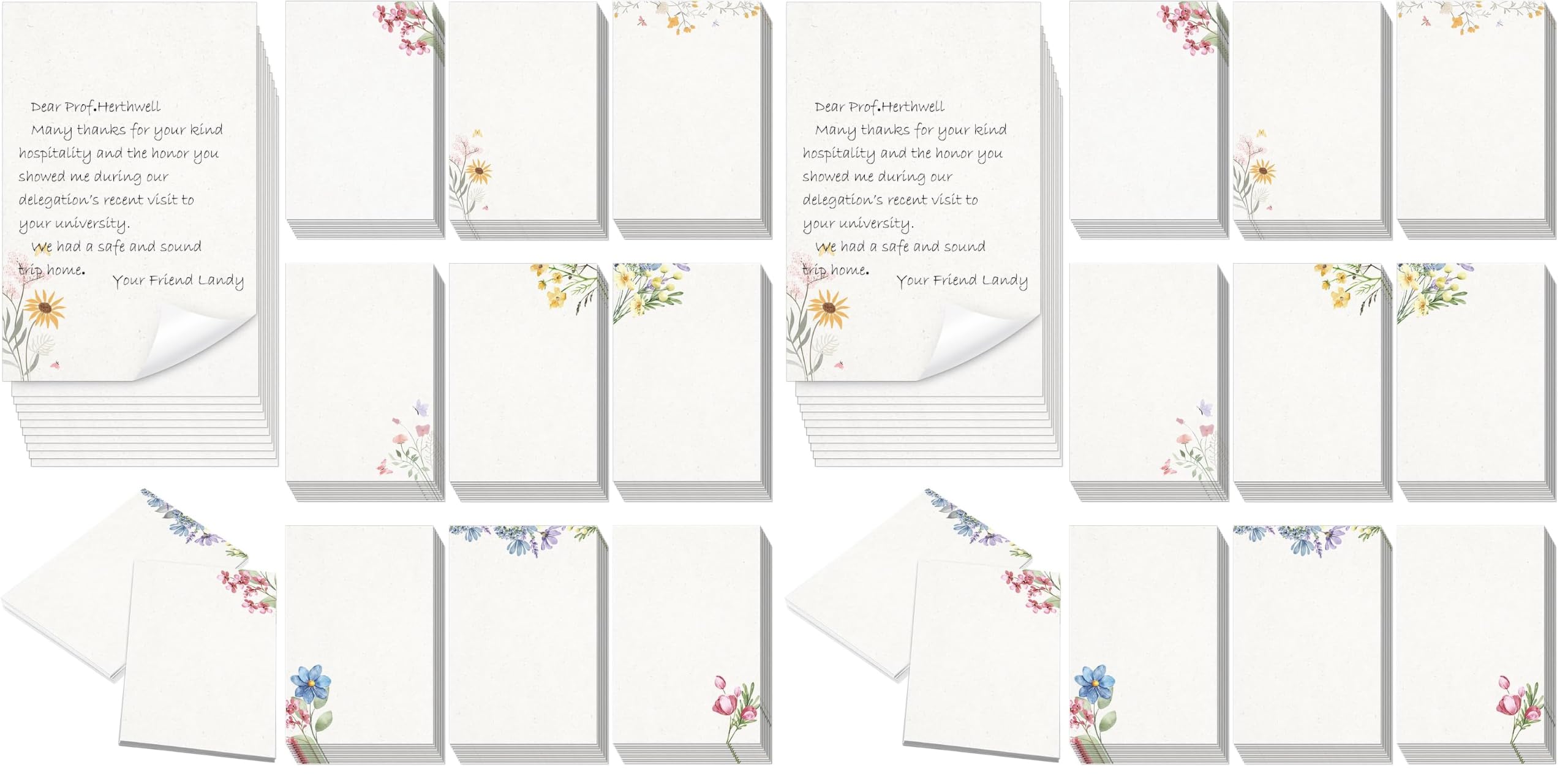 Spiareal 100 Pcs Blank Note Cards Index Card, White, 4 x 6 in, Floral