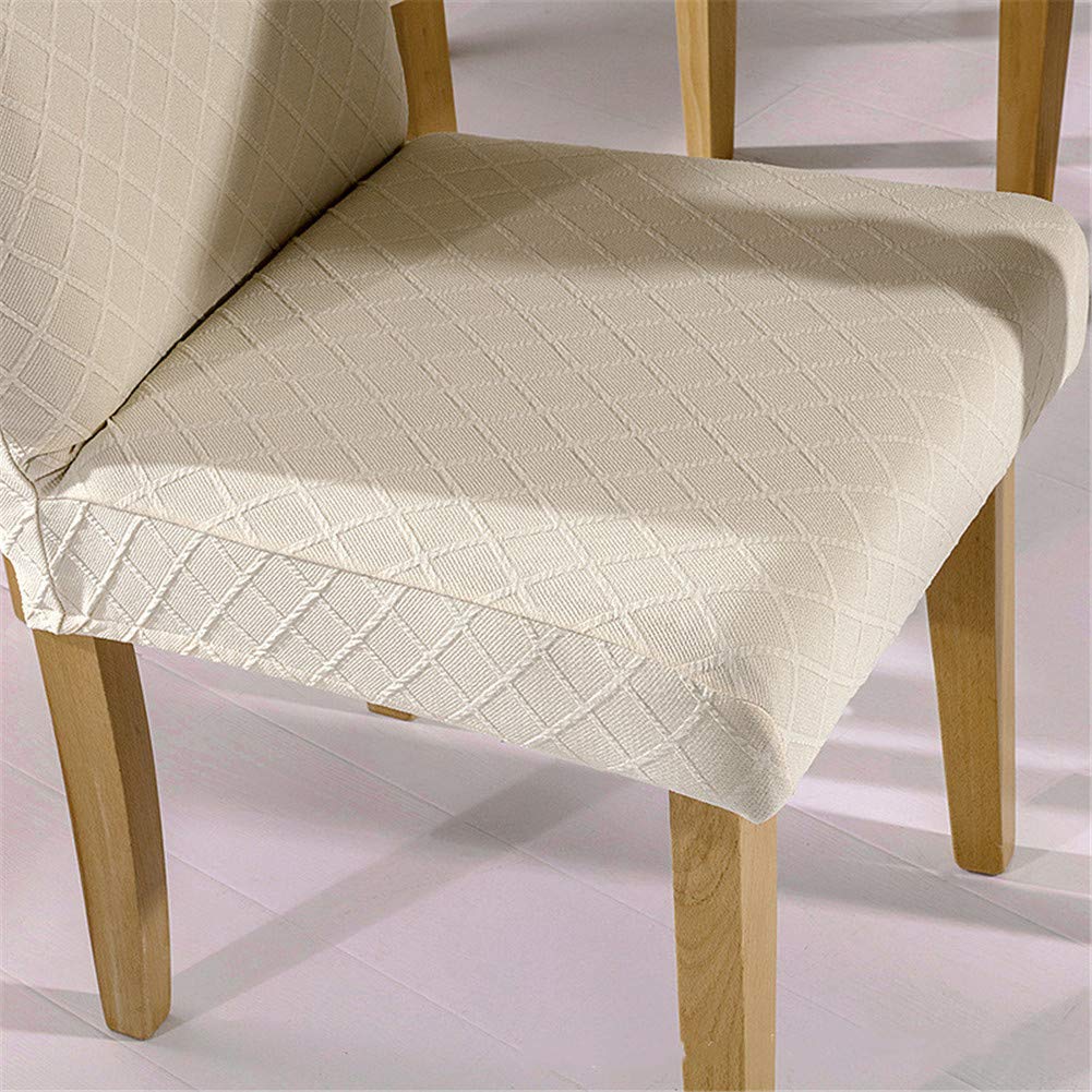 Coprisedia elastico per sedia da pranzo con schienale alto e schienale alto, copridivano, elastico per sedia per ristorante di matrimonio, banchetti in jacquard (bianco, 6 pezzi)