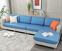 Vista 3 de vctops Fundas elásticas de lujo para respaldo de sofá de 3 cojines, fundas de sofá antideslizantes en forma de L, fundas de sofá de color sólido