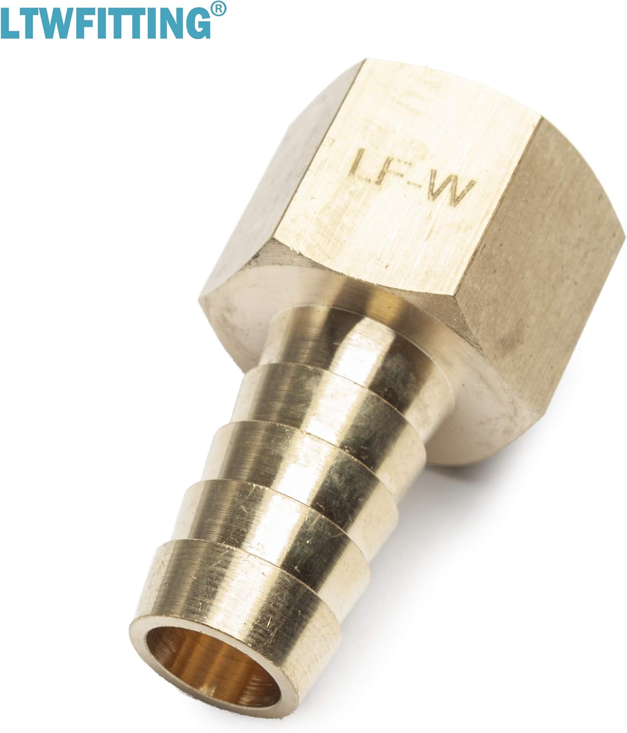LTWFITTING No Lead Brass Fitting Coupler/Adapter 1/2" Hose Barb x 1/2" Female NPT Fuel Gas Water (Pack of 5)