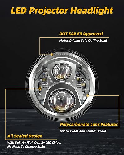 Miniatura 12 de Faro delantero de luz LED de 7 pulgadas para motocicleta, con soporte para montaje, para motos de ciudad y carretera King Ultra Classic Electra