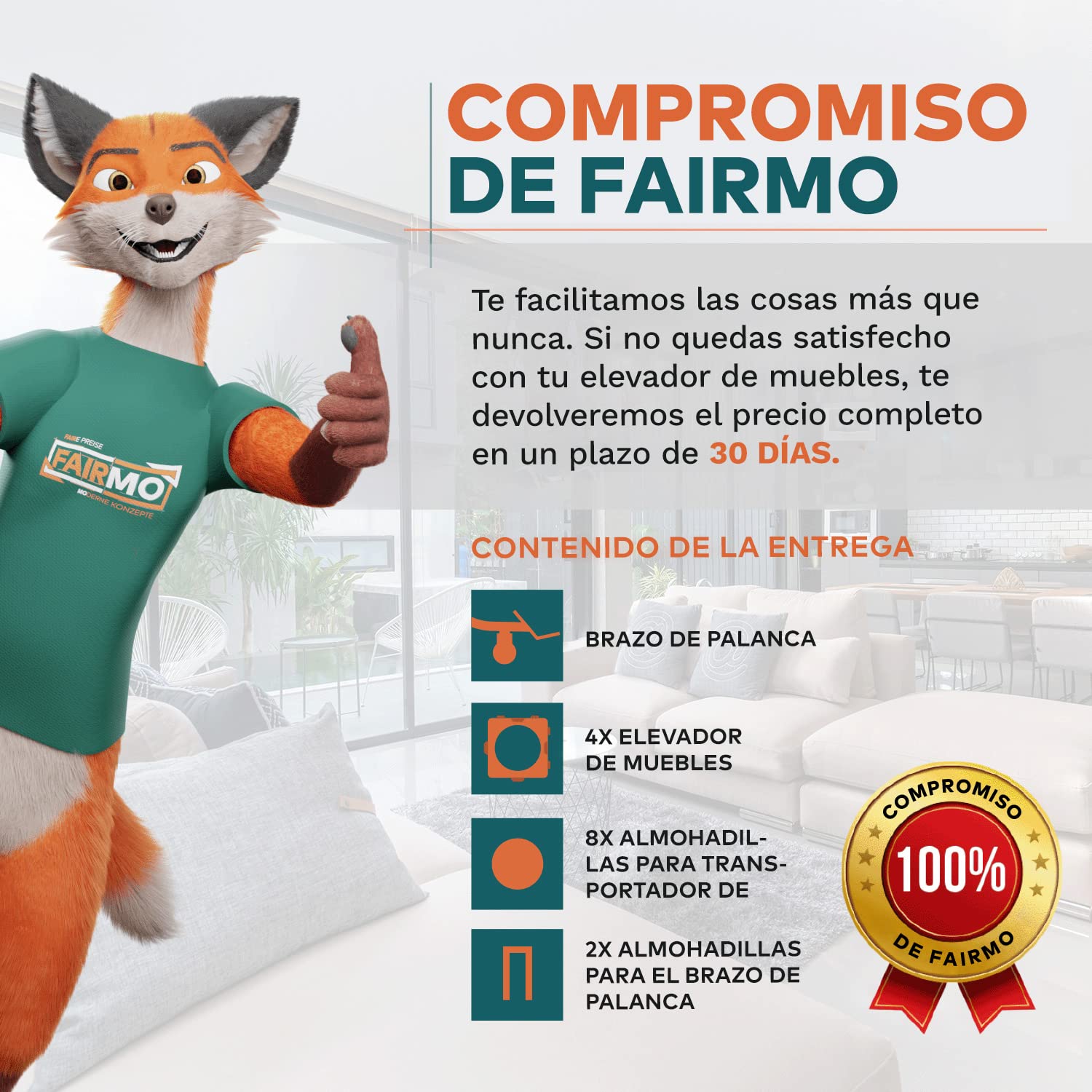 El Innovador Elevador de Muebles para Muebles Pesados de FAIRMO - 4 Ruedas Muebles y 1 Elevador de Carga (Incl. Almohadillas Antideslizantes) - Ruedas para Mover Muebles Pesados facilmente de TPE