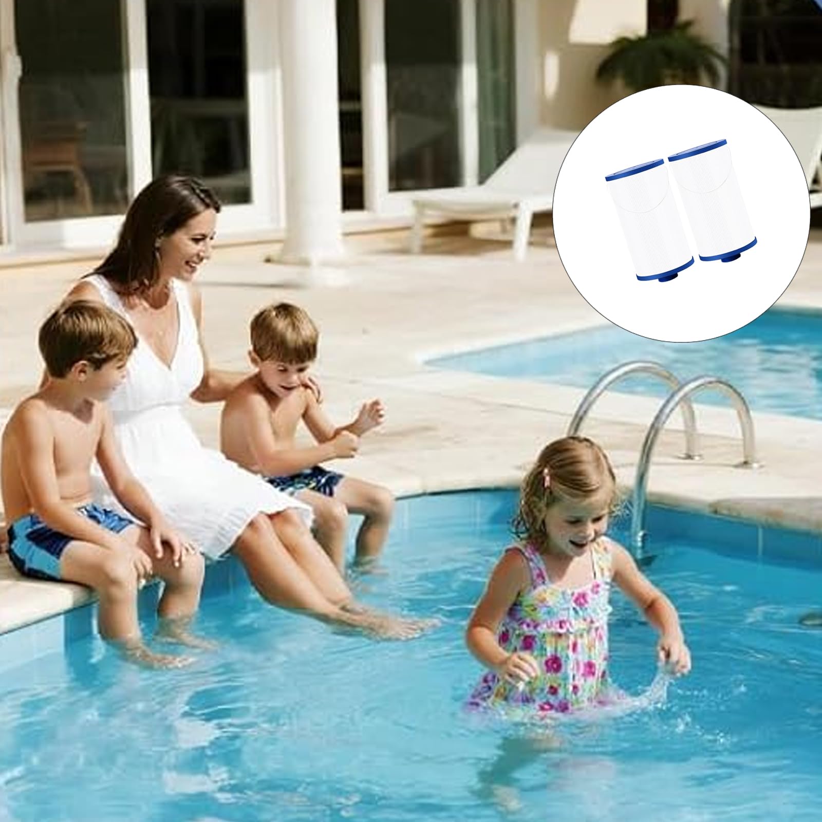 Cartucho de Filtro de SPA de Repuesto para Mantenimiento de Piscinas, Modelo 2402, Paquete de 2, Compatible con PFF42TC-P4 y 303279, Cuerpo Plisado con Parte roscada