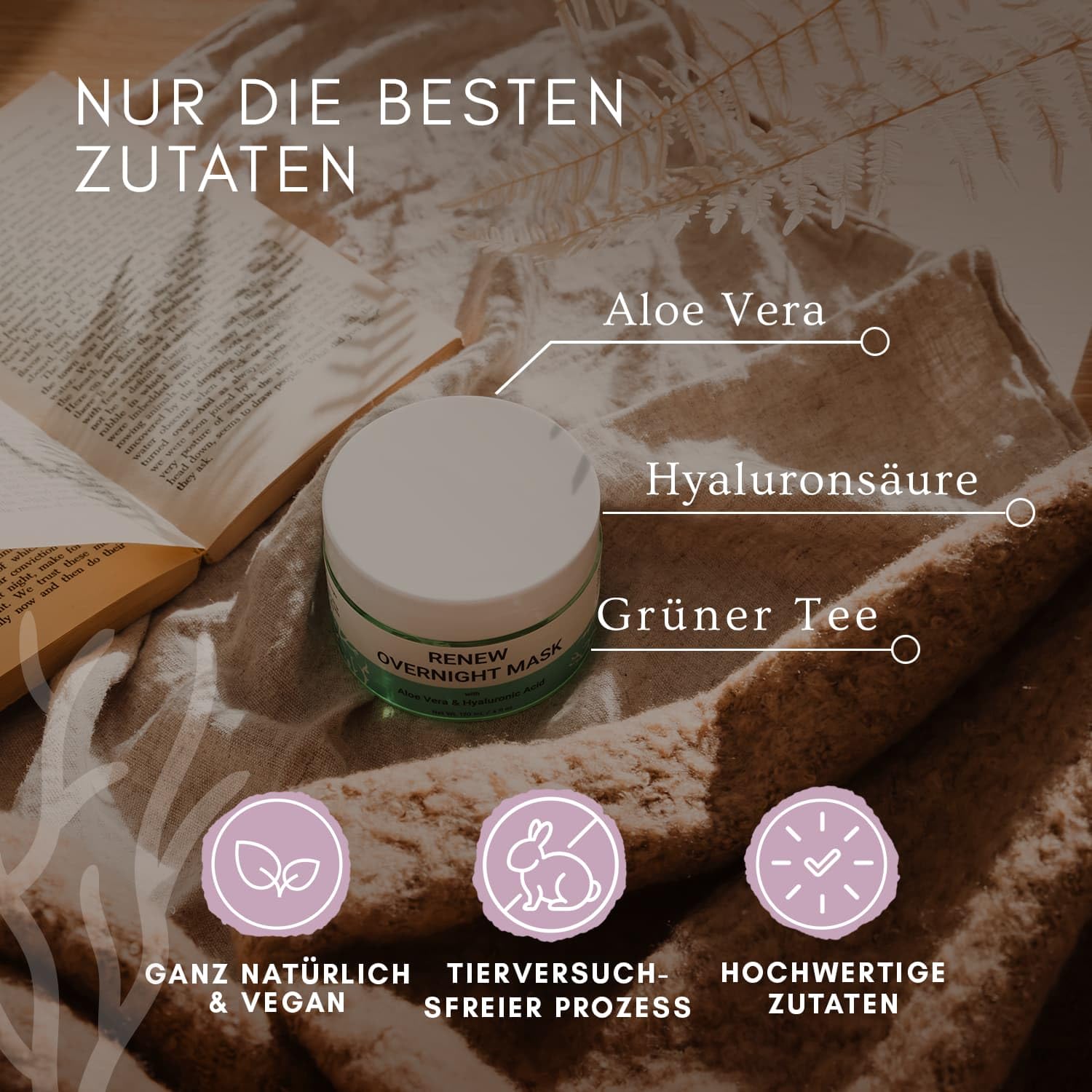 RENEW Nacht Maske Gesicht, Gesichtsmaske beauty- mit Aloe Vera und  Hyaluronsure - Formuliert in San Francisco, Poren, Feuchtigkeitsspendend :  Amazon.de: Kosmetik