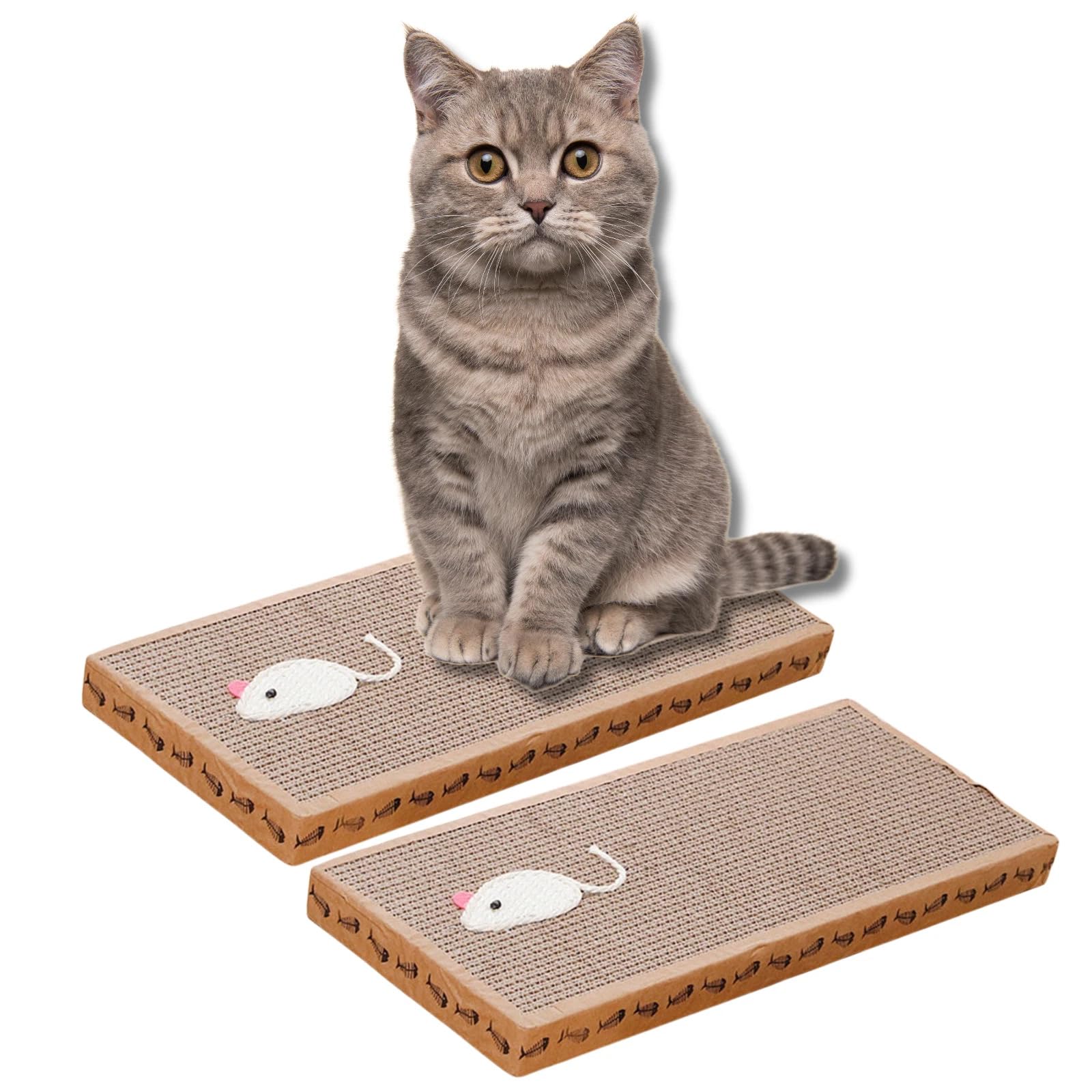 Garden Mile 2 Pack Cat Scratching Board Mats Durable Corrugated Cardboard Double Sided Scratch Boards for Cats & Kittens Indoor Cat Furniture for Playtime & Sharpening Claws for Cats