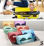 Paterr 7 Pcs Jours de la semaine Cubes d'emballage de voyage pour les enfants, Organisateurs de bagages colorés, Emballage léger, Sacs valises, Garçons Filles Camp familial Vacances d'été Accessoires, One Size , Set coloré, Sac d'organisateur de bagages, Léger, Suitcas