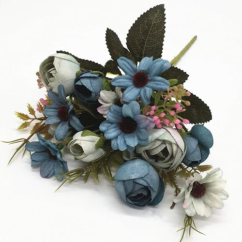 Vista 82 de CATTREE - Flores artificiales, paquete de flores de plástico flocado, plantas falsas, ramo de novia, interior, al aire libre, hogar, oficina, mesa