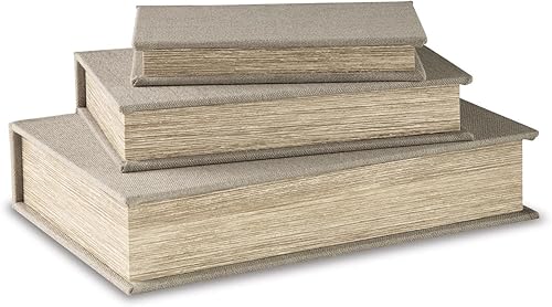 Signature Design by Ashley Jolina Vintage - Juego de caja de almacenamiento de recuerdos de imitación de 3 piezas, color gris