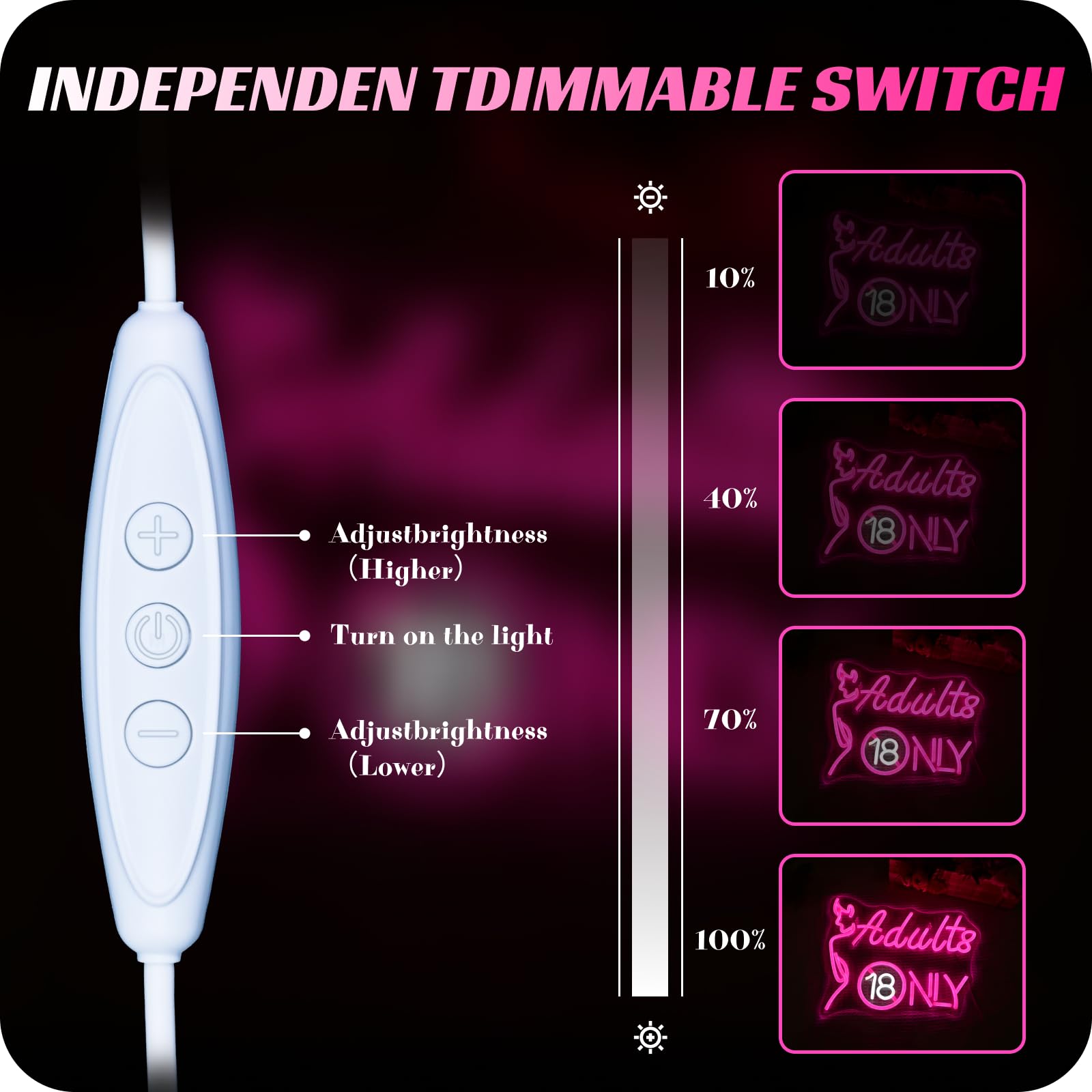 Wanxing Beauty Neon Sign, LED Sign Lettering Sign Dimmable Commercial, Neon Sign USB 5V/2A - Image 3