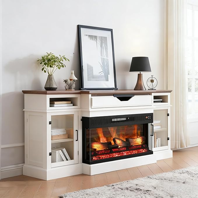Chimenea Eléctrica ROVSUN 28 Pulgadas 3 Lados de Vidrio con Control Remoto miniatura 2