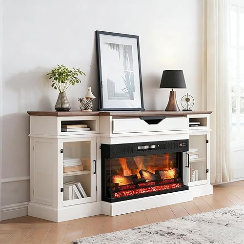 ROVSUN 1400W 3-Sided Glass Electric Fireplace Insert w/Remote Control, 36'' in Wall & Recessed Electric Fireplace Heater with 8H Timer & 20 Flame Color for Indoor Use, Office, Bedroom, CSA Certified