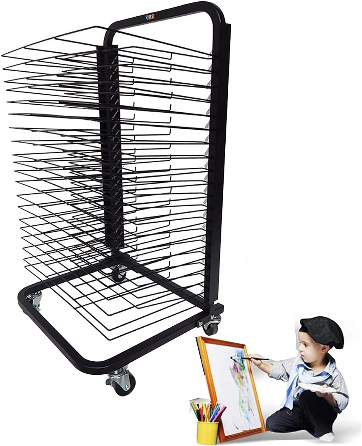 JYHHGDS Art Drying Rack for Classroom 20-Layer Art Drying Rack Mobile Art Drying Rack Art Studio Space-Saving Shelf Suitable for A3K8 Paper