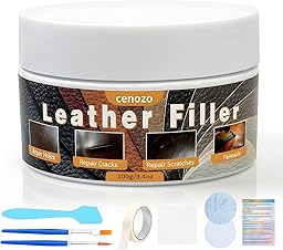 cenozo 100g Stucco per Riparazione del Cuoio, Ripara Fori, Graffi Profondi e Crepe, Adatto per Divani in Pelle, Ecopelle, Sedili Auto e Borse in Pelle